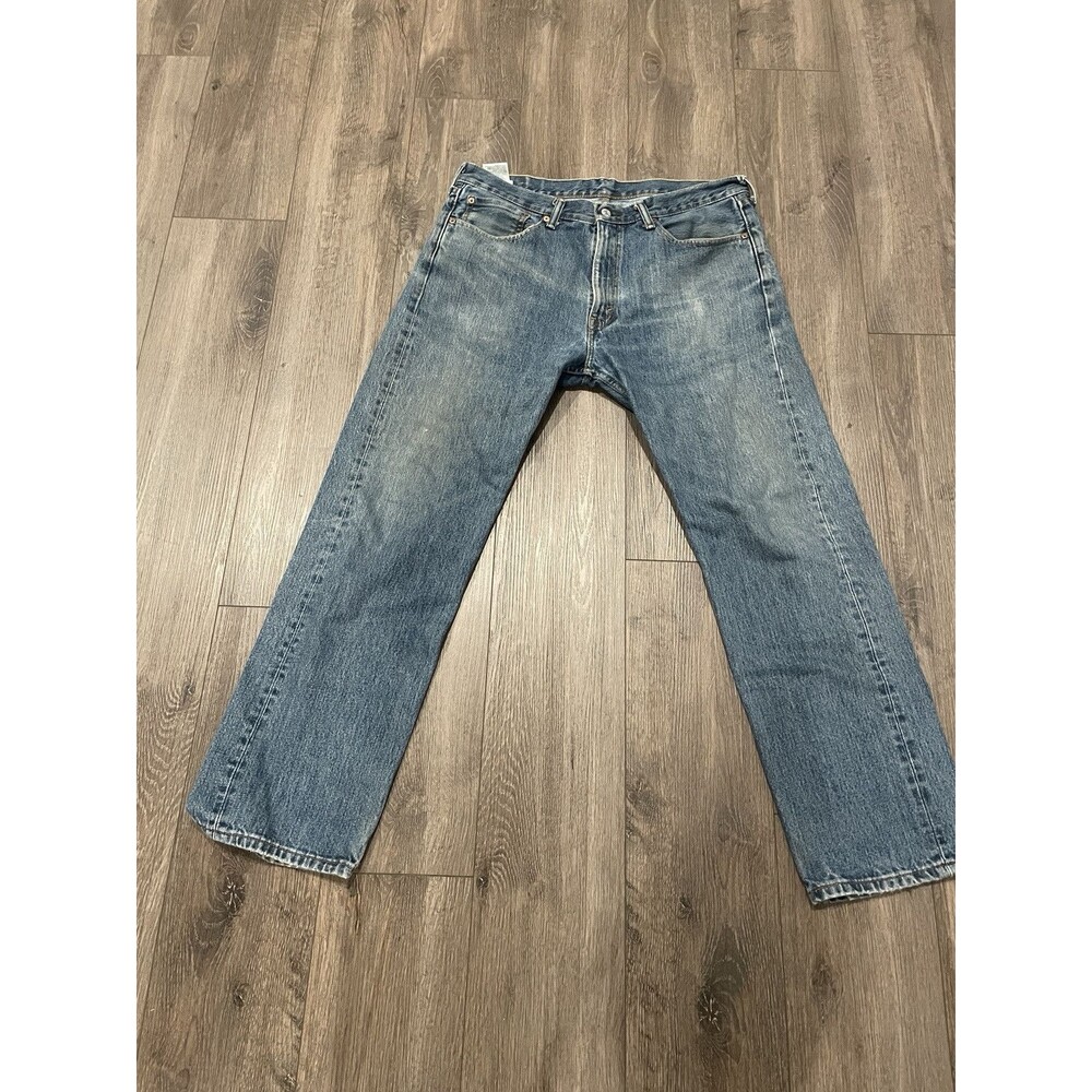 Levi's 505 Jeans Mens 36x32 Blue Regular Fit Straight Dark Wash Denim